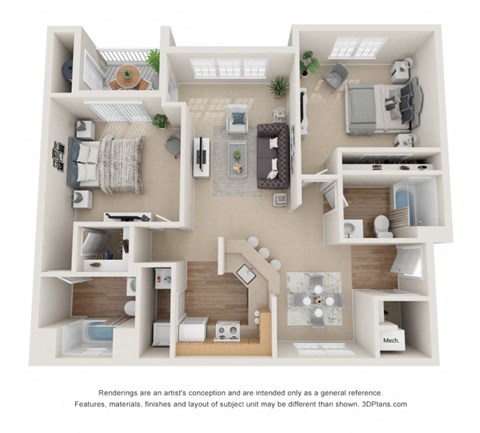 Beacon Place Rockborn floor plan at Beacon Place Apartments, Gaithersburg, MD, 20878
